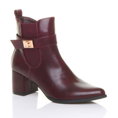 Black Mid Heel Pointed Toe Smart Casual Chelsea Ankle Boots