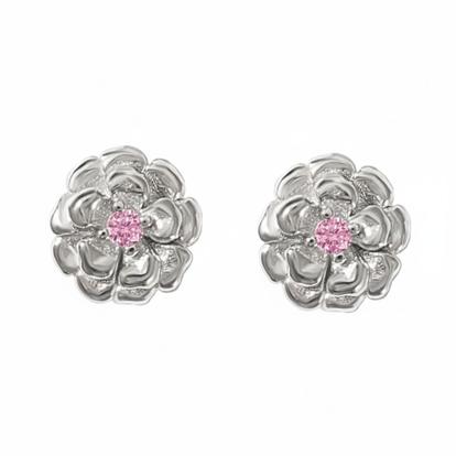 Metallic Pink Toumaline October Birthstone Marigold Birthflower Stud Earrings