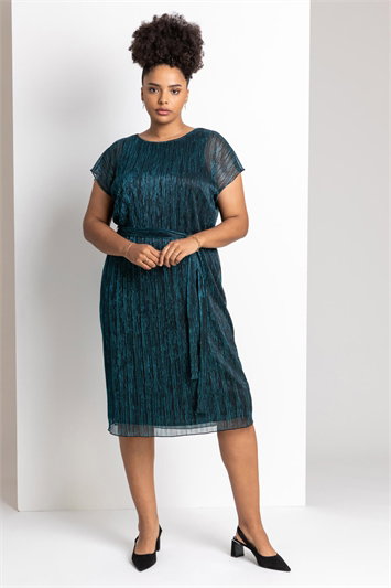 Curve Metallic Plisse Midi Dress 14196691