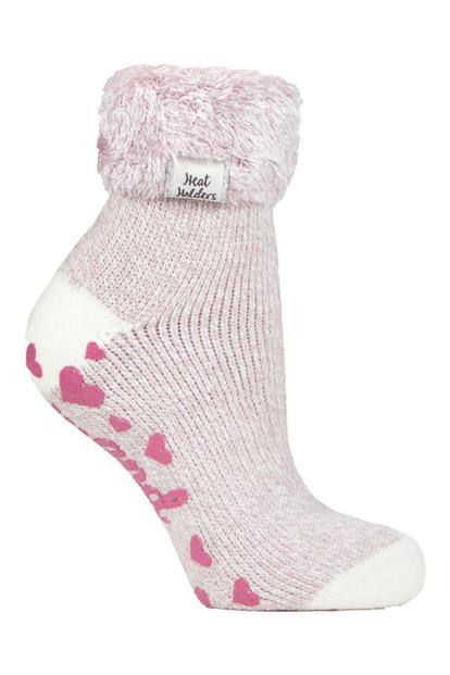 Purple Ladies Non Slip Thermal Low Cut Ankle Slipper Bed Socks With Grips