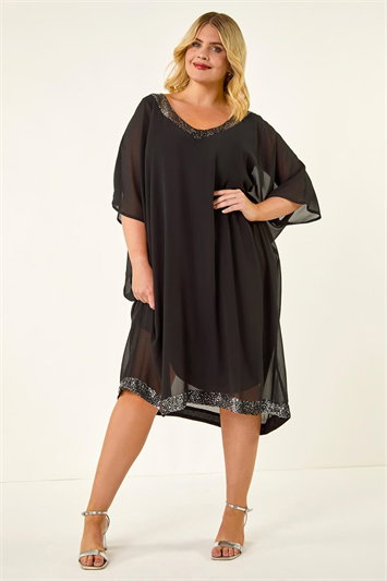 Curve Sequin Chiffon Overlay Dress 14797908