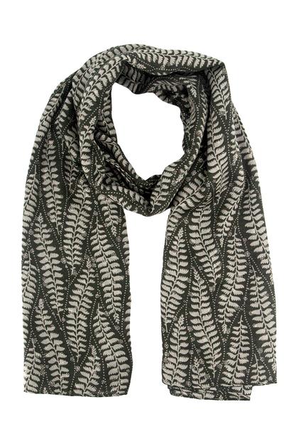 Black Fern Leaf Lightweight Scarf