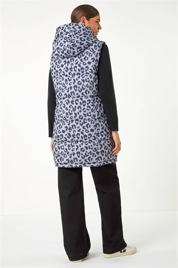 Animal Print Longline Quilted Gilet 12029936