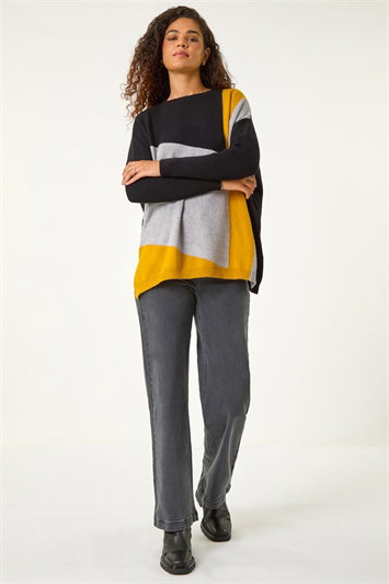 Colour Block Relaxed Longline Jumper 16120801