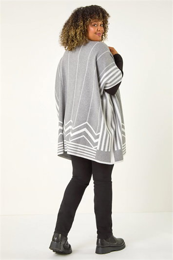 Curve Stripe Hem Square Poncho 16125136