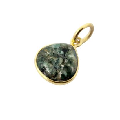 Green Gold Plated Emerald May Birthstone Heart Charm