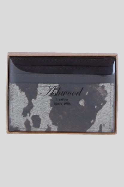 Brown Real Leather Hair-On-Hide Cow Print Card Holder Wallet