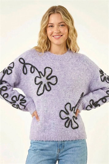 Sparkly Floral Knit Jumper 16224576