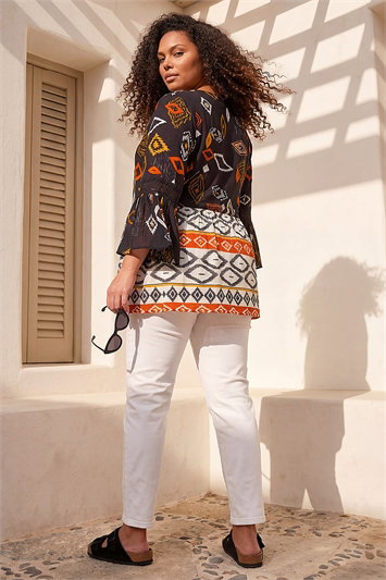 Curve Ikat Print Woven Top 20204764