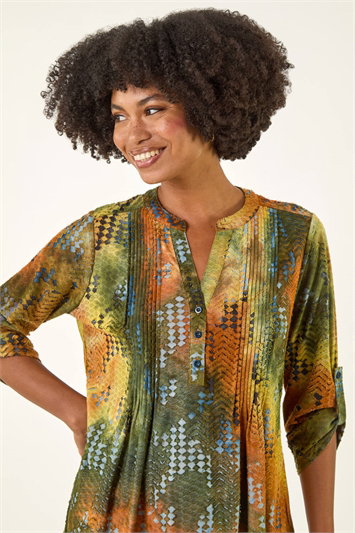 Red Textured Burnout Print Top