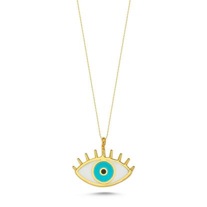 Metallic Evil Eye Eyelash Sterling Silver Gold Vermeil Necklace