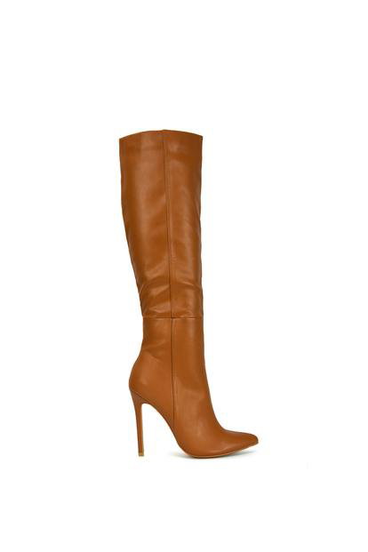 'Nora' Pointed Toe Zip Up Knee High Stiletto Heel Long Boots M000014043