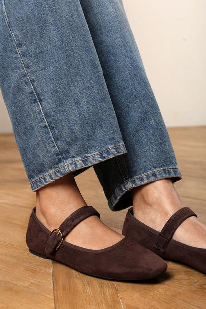 Black Karsyn Mary Jane Ballet Flats With Buckle Detail