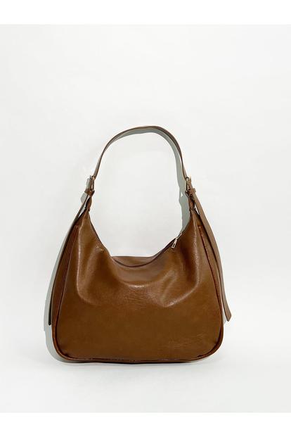 Brown Faux Leather Hobo Bag