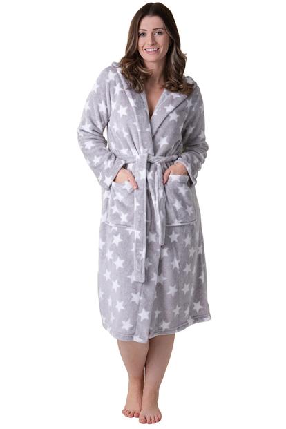 Pink Supersoft Fleece Hooded Calf Length Bathrobe