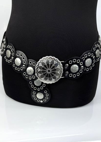 Black Large Eyelet Disc Belt