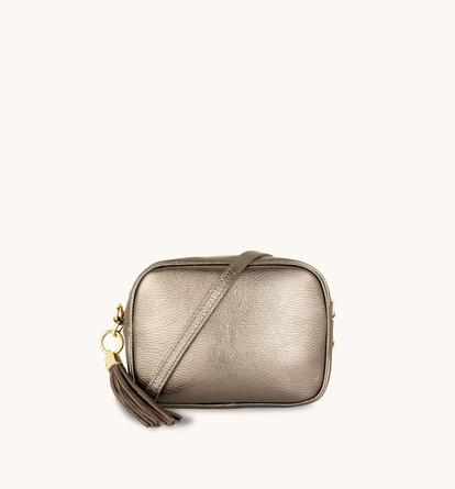 Metallic The Tassel Bronze Leather Crossbody Bag
