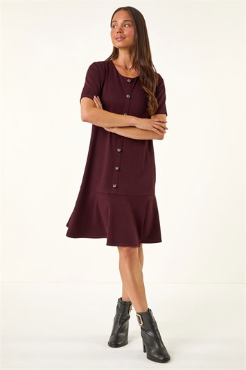 Petite Flute Hem Stretch Dress 14747095