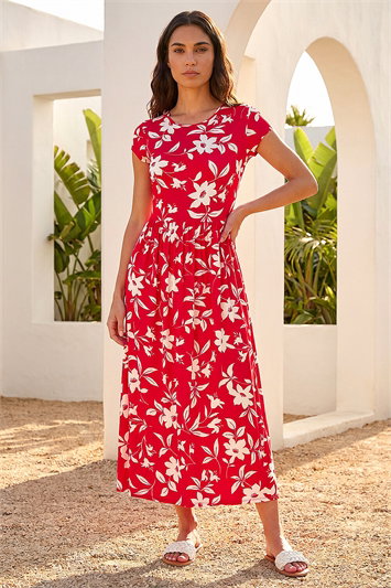 Floral Print Pocket Midi Dress 14880478