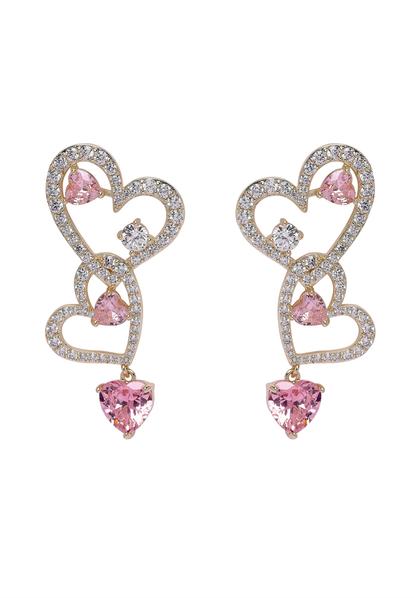 Pink Diva Heart Drop Earrings