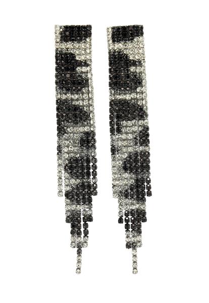 Black Diva Collection Long Fringe Chandelier Earrings