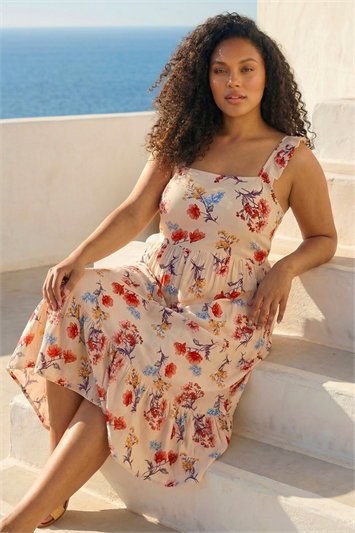 Curve Ditsy Floral Strap Midi Dress 14885706