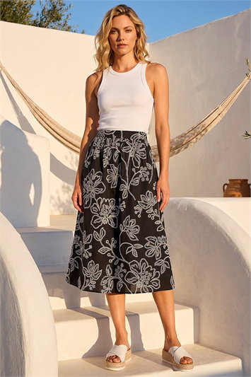 Floral Broderie Midi Skirt 17078308