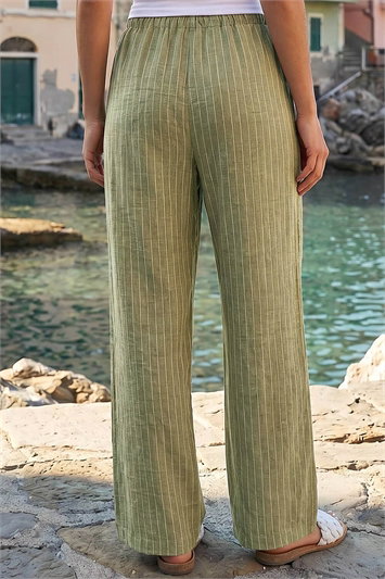 Stripe Tie Waist Pocket Trouser 18107240