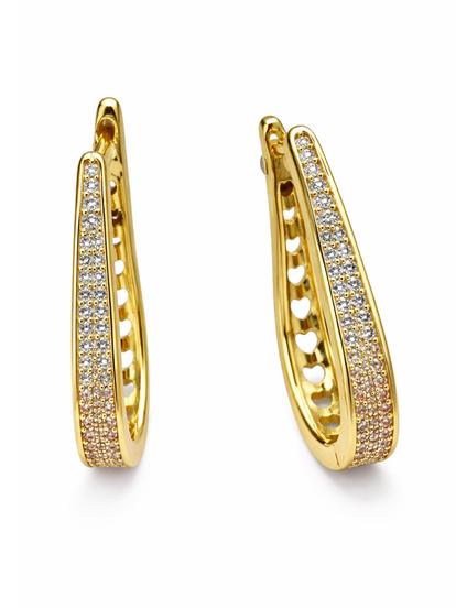 Metallic Slim Pavé Hoop Earrings