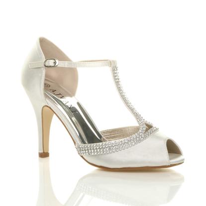 Diamante T-Bar Peep Toe High Heeled Sandals M000031178
