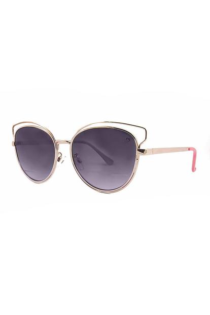 Metallic Ruby Rocks Metal 'Santorini' Skeleton Frame Sunglasses In Gold