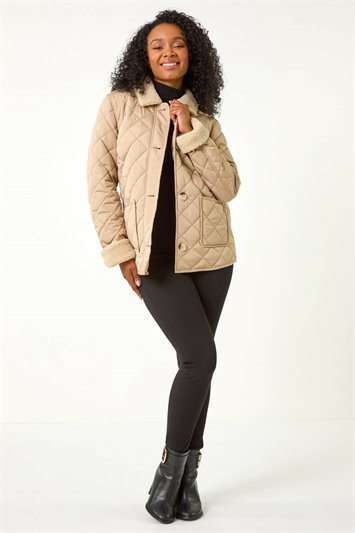 Petite Borg Contrast Padded Coat 12035616