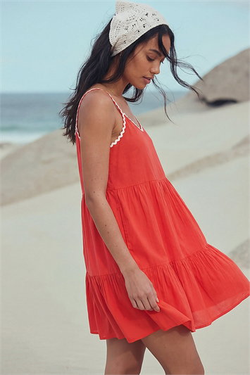Embroidered Strappy Tiered Dress 14894664