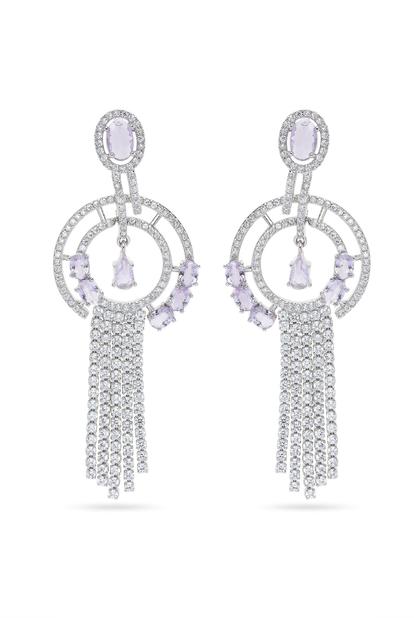 Purple Geometric Purple Chain Dangle Earrings