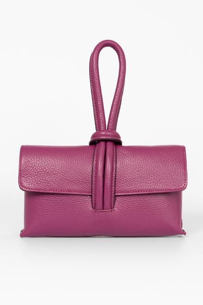 Pink Italian Leather Wristlet Clutch Bag