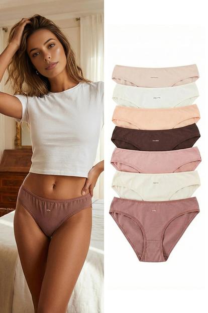 Multi 7 Pack Cotton Rich Plain Logo Bikini Briefs Set
