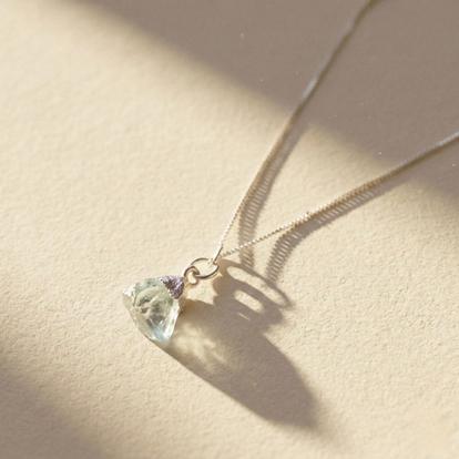 Metallic Raw Aquamarine Sterling Silver March Birthstone Necklace