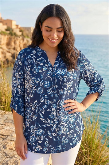 Curve Puff Print Stretch Shirt 19485460