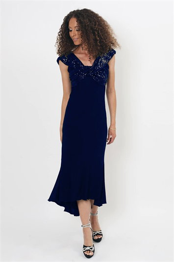 Julianna Fishtail Sequin Fitted Dress g9187mbl
