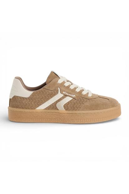 Grey Tamaris Womens Taupe Stripe Sneakers