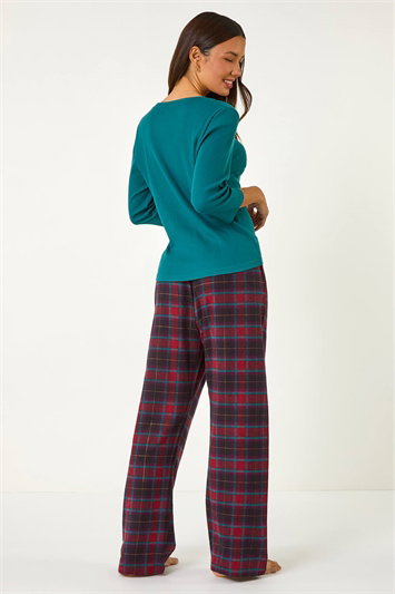 Check Print Bow Detail Pyjama Set 11016378