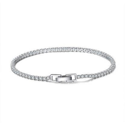 Metallic Diamond Gemstone Sterling Silver Tennis Bracelet