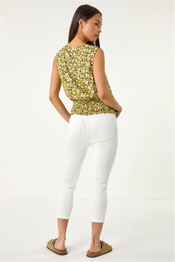 Petite Ditsy Print Shirred Blouson Top 20207840
