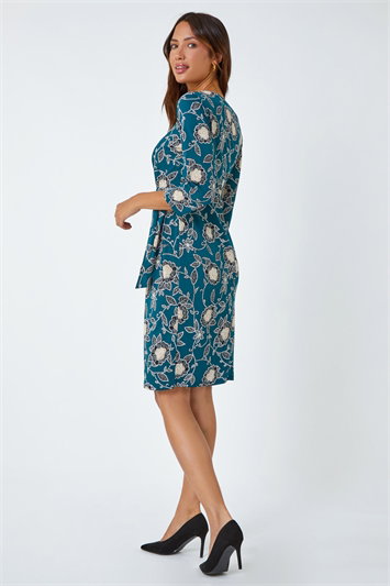 Floral Print Ruched Stretch Dress 14432391