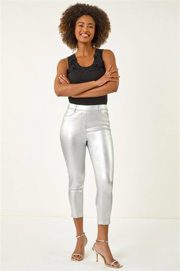Metallic Coated Crop Jeggings 18084385