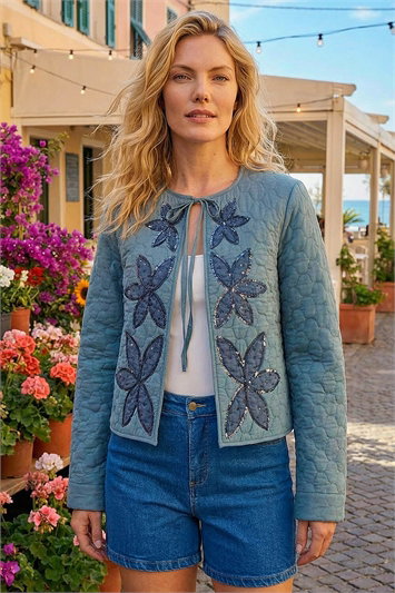 Sequin Embellished Quilted Jacket 15051529