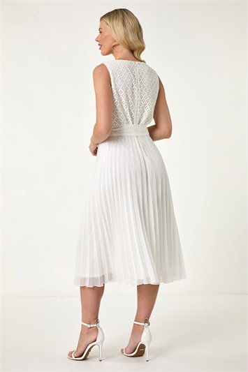 Petite Lace Pleat Midi Dress 14691238