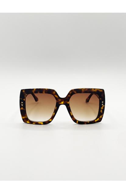 Brown Oversized Square Frame In Brown Tortoiseshell