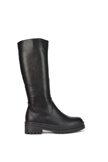 Black 'Maura' Chunky Sole Mid Calf Boots