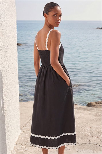 Contrast Ric Rac Midi Dress 14698508